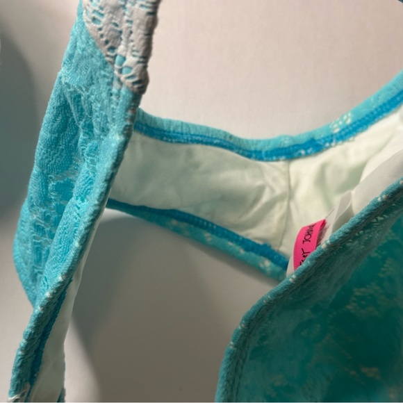 ๐Betsey Johnson Bikini Size Medium Turquoise and White Lace - Picture 9 of 13